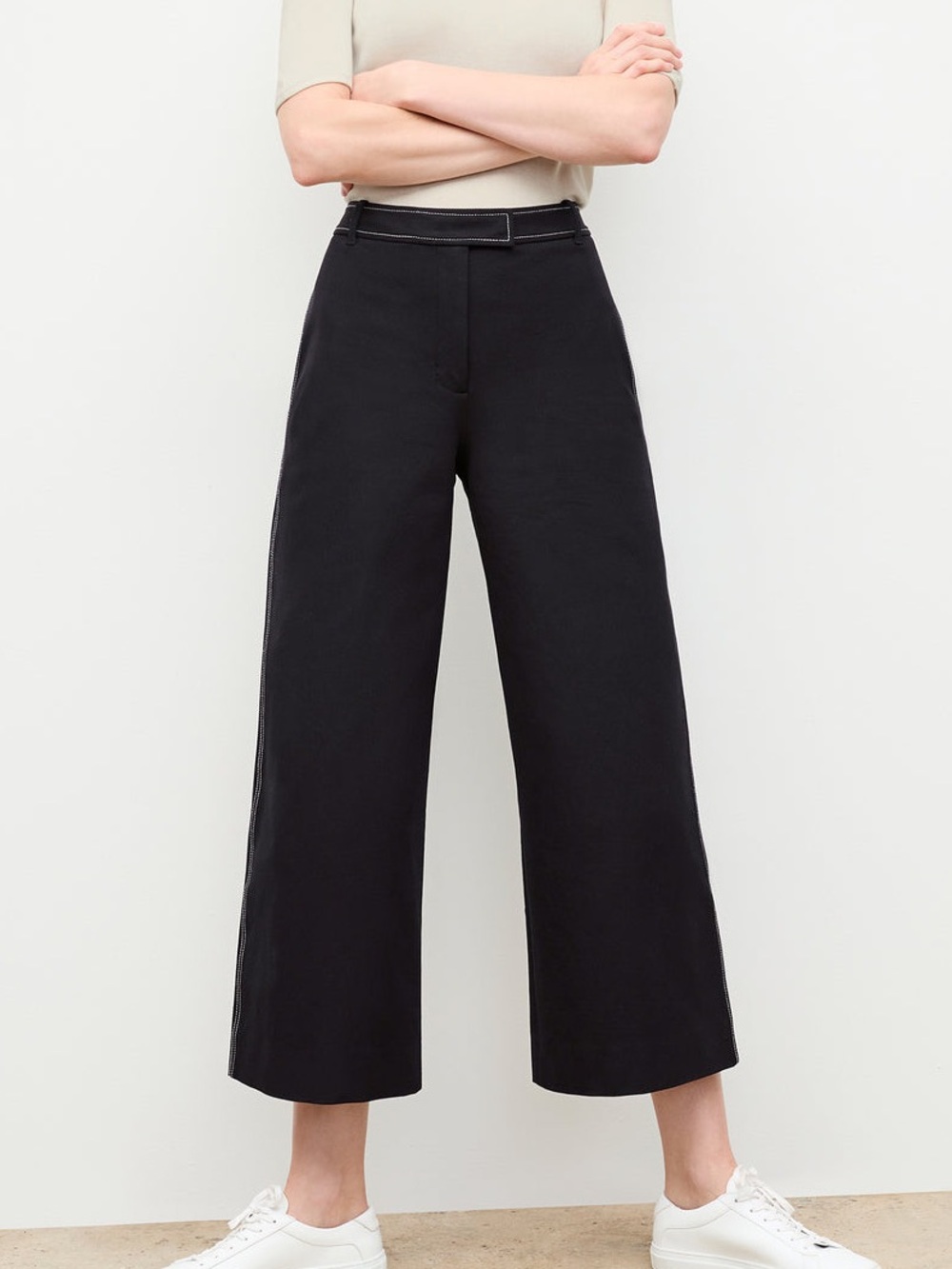 M.M. Lafleur The Abby Jeans Contrast Stitch Eco Better Than Denim Wide Leg Black